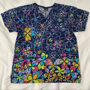 Tafford Floral Scrub Top Sz Small